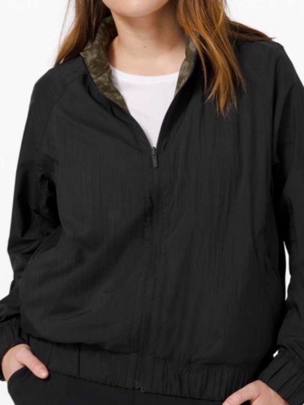 Lululemon Black Camo Waterproof Jacket Size 8 Rain Reversible Lightweight 💎EUC